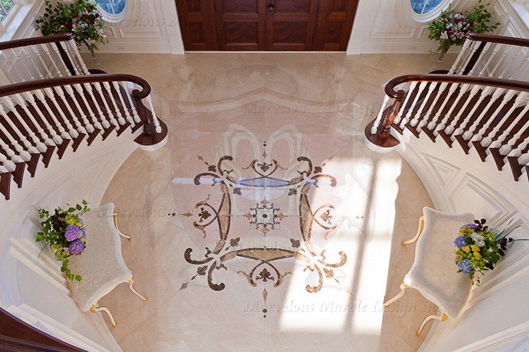 Round Marble Design In Home Entry Marvelous Marble