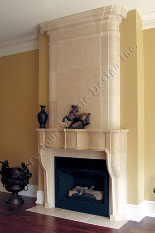portuguese limestone fireplace
