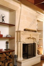 gothic limestone fireplace
