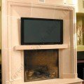 Limestone Modern Mantel With TV