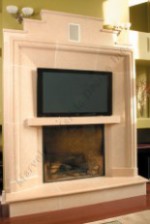 FRASER Custom Limestone Modern Mantel With TV