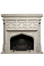 Antique 313 Custom Carved Travertine Fireplace mantel