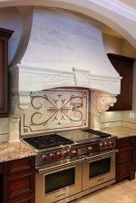 Custom French Limestone Range Hood