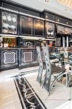 Custom Black and White Marble Border in Kitchen