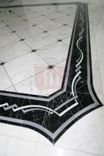 Custom Black and White Marble Border in Kitchen